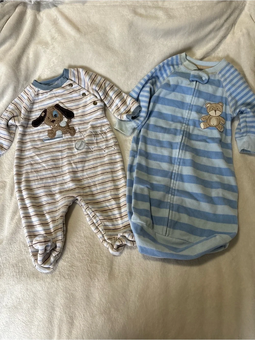 Y2K vintage Striped One-Piece pajama with Animal Appliqué sleepsack 3-6 months